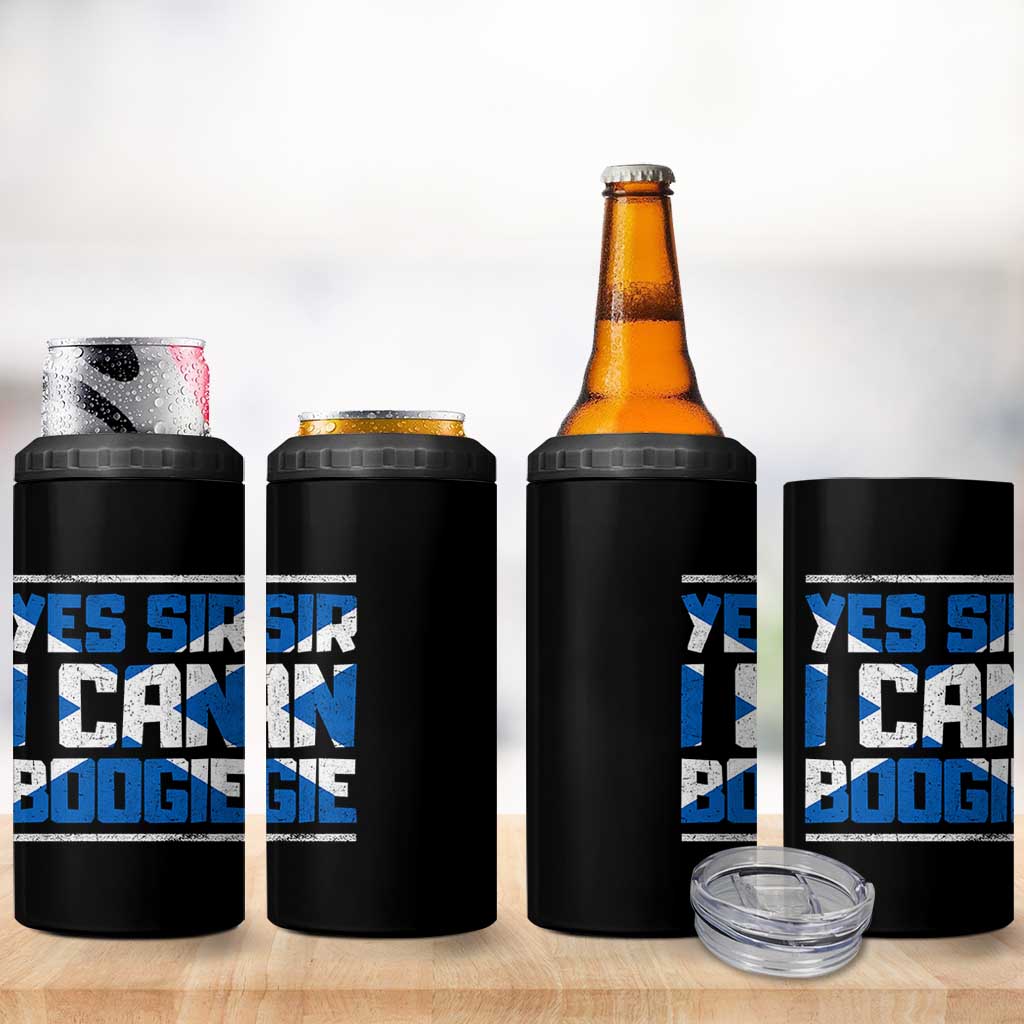 Funny Scottish Anthem Fan Saltire Flag 4 in 1 Can Cooler Tumbler Yes Sir I Can Boogie Sports Style Scotland Football Supporters