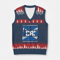 Funny Scottish Anthem Fan Saltire Flag V-Neck Knit Sweater Vest Yes Sir I Can Boogie Sports Style Scotland Football Supporters
