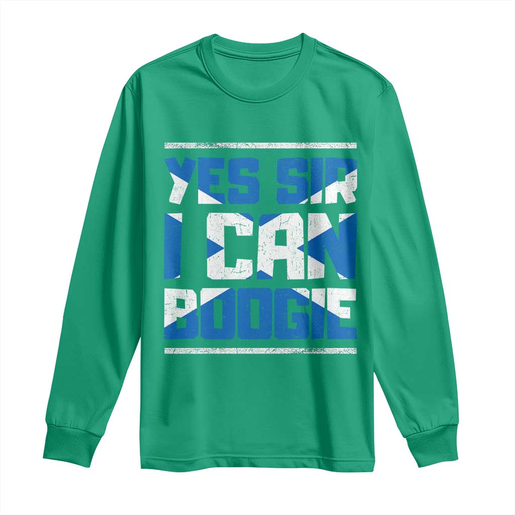 Funny Scottish Anthem Fan Saltire Flag Long Sleeve Shirt Yes Sir I Can Boogie Sports Style Scotland Football Supporters