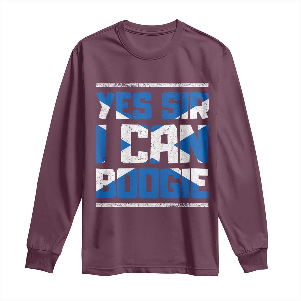 Funny Scottish Anthem Fan Saltire Flag Long Sleeve Shirt Yes Sir I Can Boogie Sports Style Scotland Football Supporters