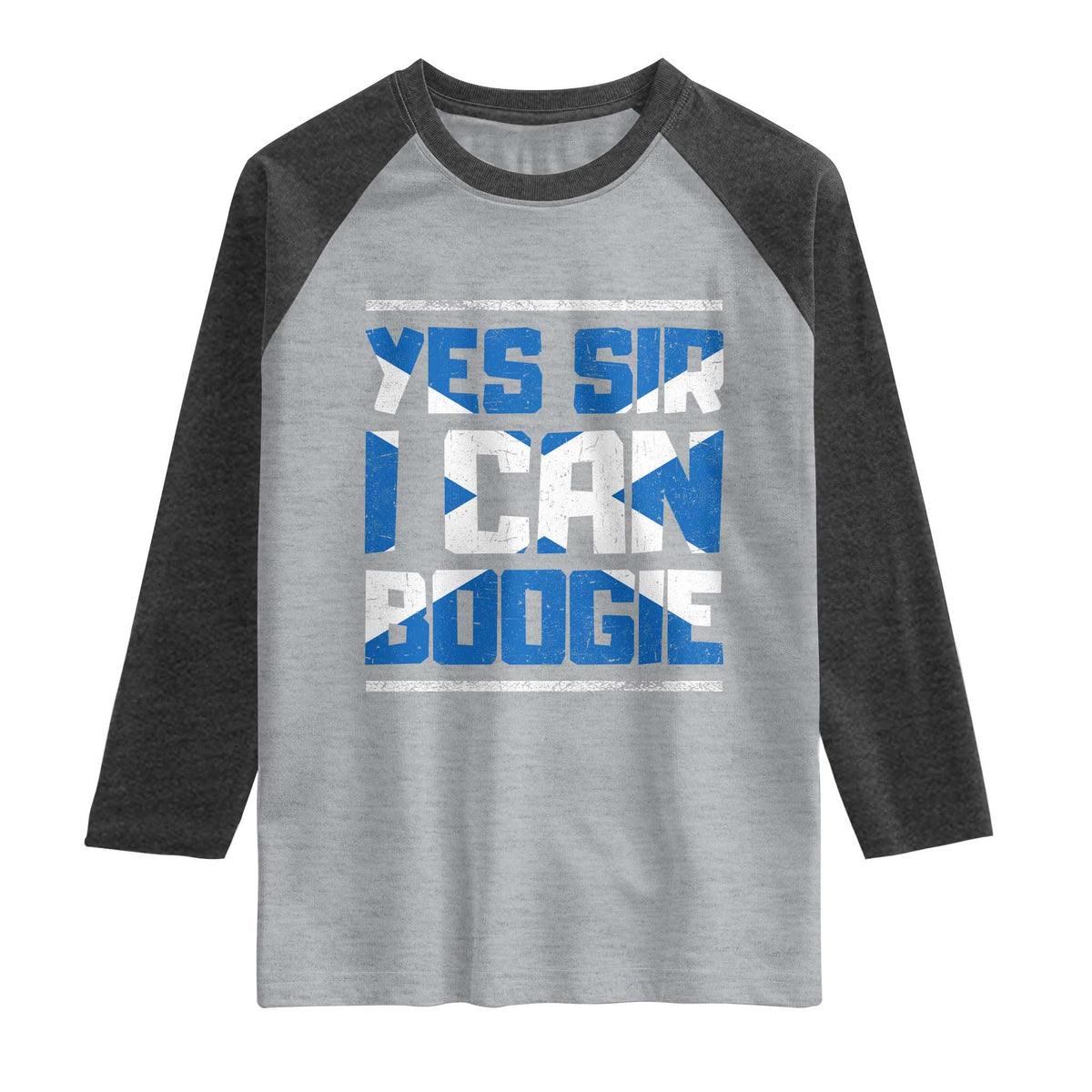 Funny Scottish Anthem Fan Saltire Flag Raglan Shirt Yes Sir I Can Boogie Sports Style Scotland Football Supporters