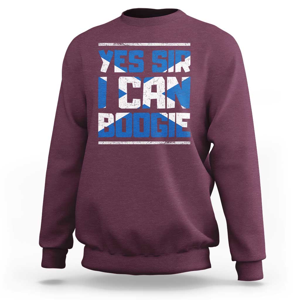 Funny Scottish Anthem Fan Saltire Flag Sweatshirt Yes Sir I Can Boogie Sports Style Scotland Football Supporters