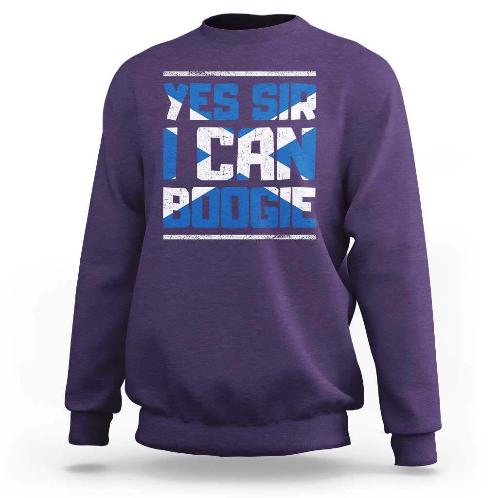 Funny Scottish Anthem Fan Saltire Flag Sweatshirt Yes Sir I Can Boogie Sports Style Scotland Football Supporters