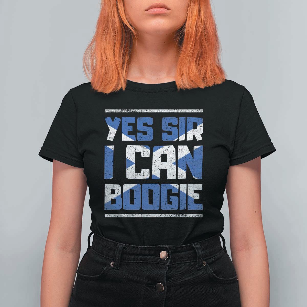 Funny Scottish Anthem Fan Saltire Flag T Shirt For Women Yes Sir I Can Boogie Sports Style Scotland Football Supporters