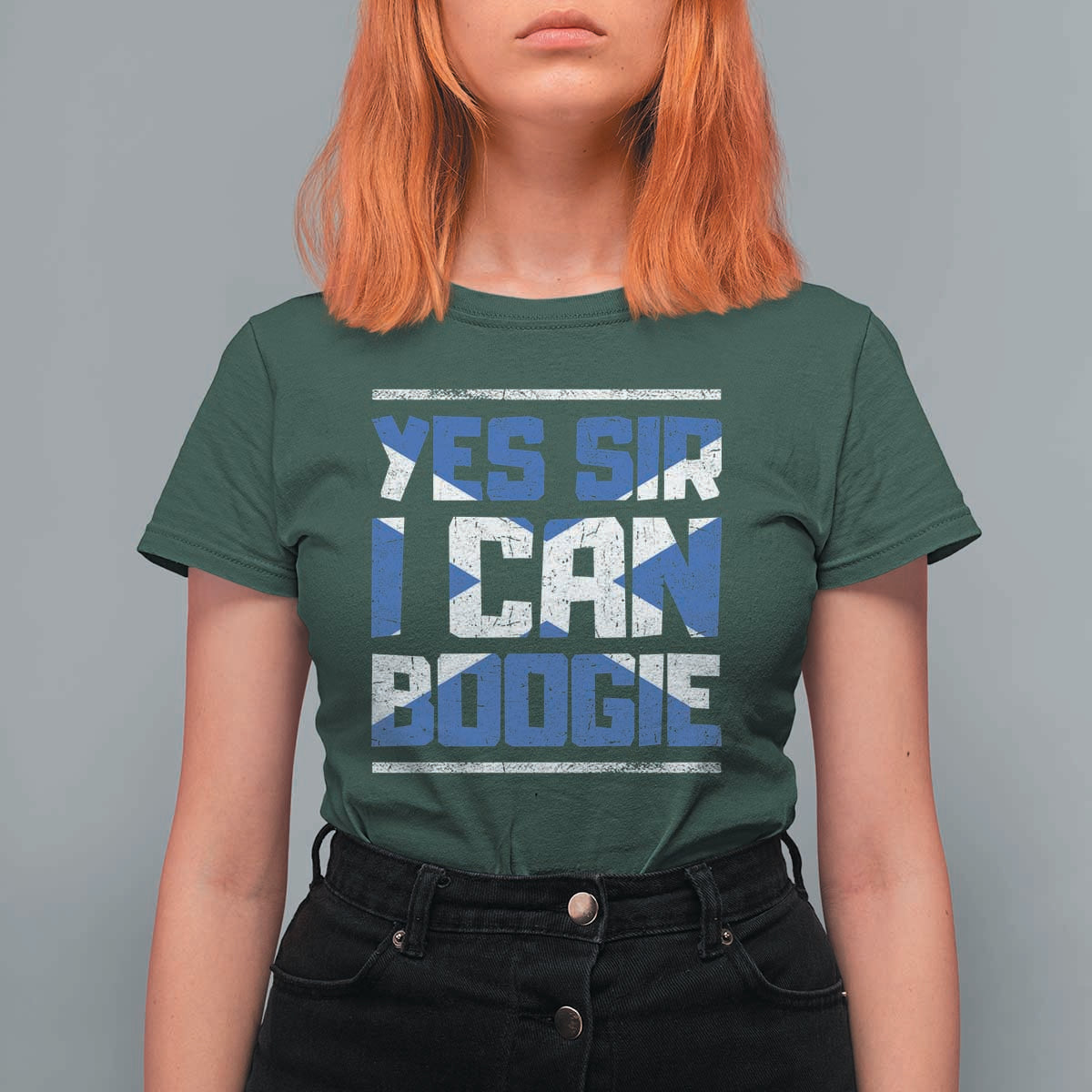 Funny Scottish Anthem Fan Saltire Flag T Shirt For Women Yes Sir I Can Boogie Sports Style Scotland Football Supporters