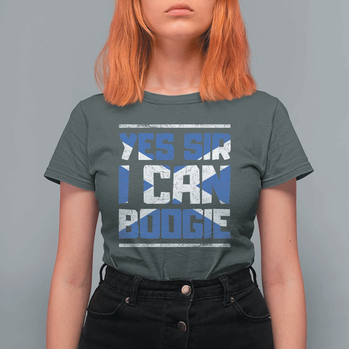 Funny Scottish Anthem Fan Saltire Flag T Shirt For Women Yes Sir I Can Boogie Sports Style Scotland Football Supporters