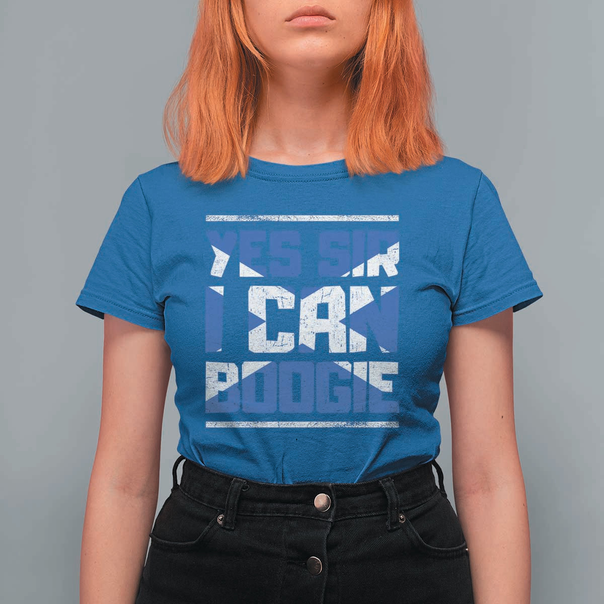 Funny Scottish Anthem Fan Saltire Flag T Shirt For Women Yes Sir I Can Boogie Sports Style Scotland Football Supporters