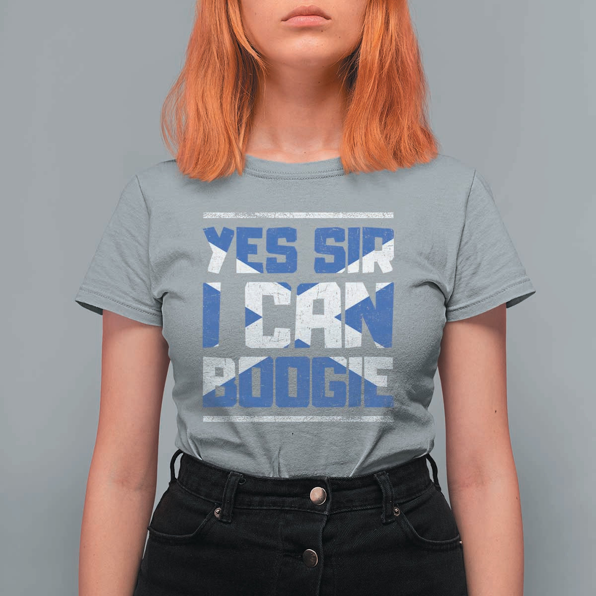 Funny Scottish Anthem Fan Saltire Flag T Shirt For Women Yes Sir I Can Boogie Sports Style Scotland Football Supporters