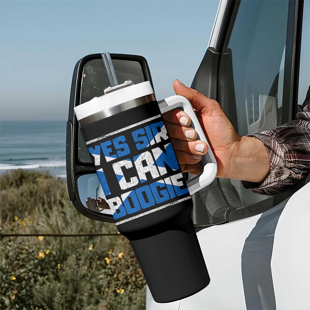 Funny Scottish Anthem Fan Saltire Flag Tumbler With Handle Yes Sir I Can Boogie Sports Style Scotland Football Supporters