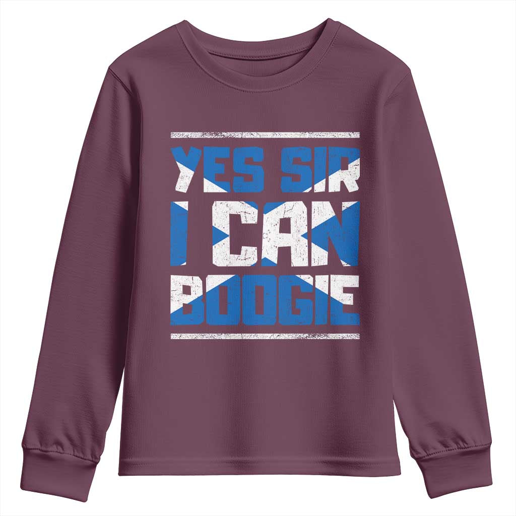 Funny Scottish Anthem Fan Saltire Flag Youth Sweatshirt Yes Sir I Can Boogie Sports Style Scotland Football Supporters