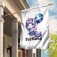 Cute Unicorn Wearing Tartan Kilt Holding Saltire Flag Graphic Garden Flag
