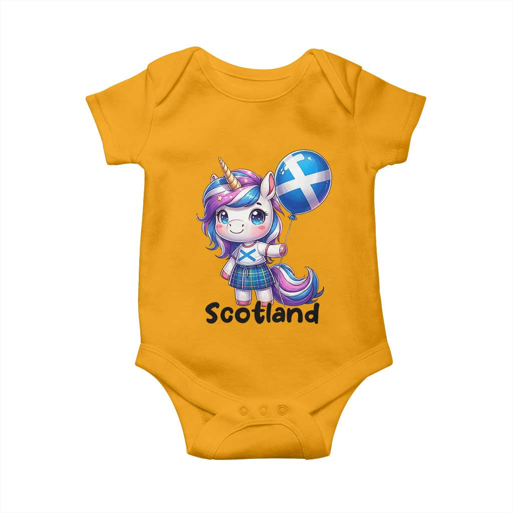 Cute Unicorn Wearing Tartan Kilt Holding Saltire Flag Graphic Baby Onesie