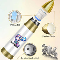 Cute Unicorn Wearing Tartan Kilt Holding Saltire Flag Graphic Bullet Tumbler