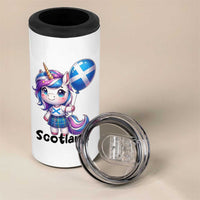 Cute Unicorn Wearing Tartan Kilt Holding Saltire Flag Graphic 4 in 1 Can Cooler Tumbler