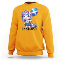 Cute Unicorn Wearing Tartan Kilt Holding Saltire Flag Graphic Sweatshirt