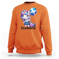 Cute Unicorn Wearing Tartan Kilt Holding Saltire Flag Graphic Sweatshirt
