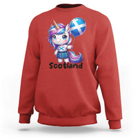 Cute Unicorn Wearing Tartan Kilt Holding Saltire Flag Graphic Sweatshirt
