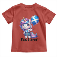 Cute Unicorn Wearing Tartan Kilt Holding Saltire Flag Graphic Toddler T Shirt