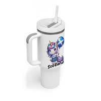 Cute Unicorn Wearing Tartan Kilt Holding Saltire Flag Graphic Tumbler With Handle