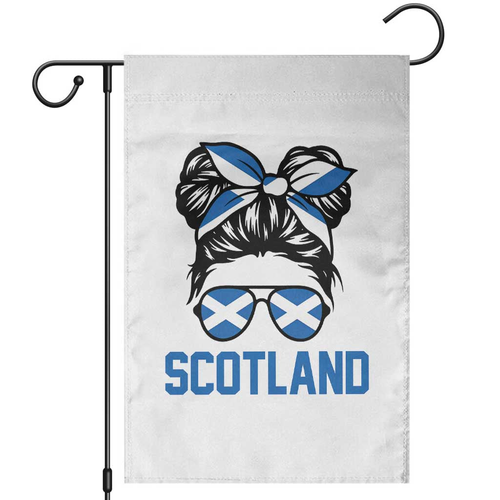Scotland Messy Bun Hair Saltire Flag Ribbon Bow Garden Flag Scottish Pride for Girls Women