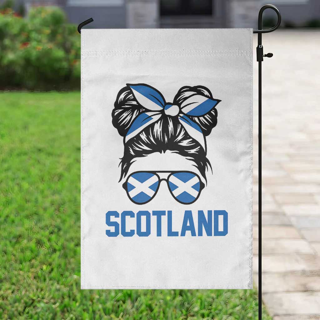 Scotland Messy Bun Hair Saltire Flag Ribbon Bow Garden Flag Scottish Pride for Girls Women