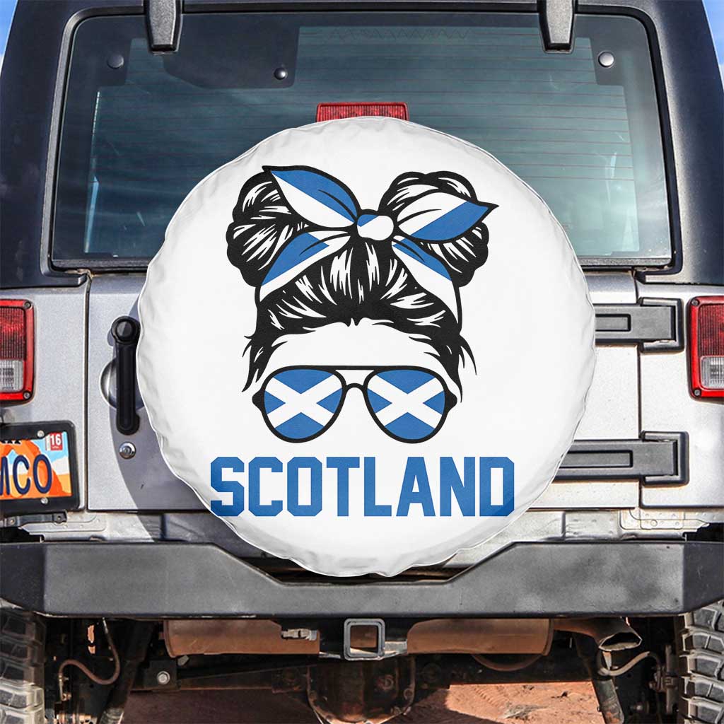 Scotland Messy Bun Hair Saltire Flag Ribbon Bow Spare Tire Cover Scottish Pride for Girls Women