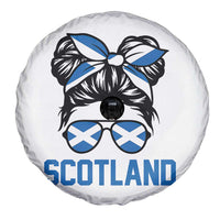 Scotland Messy Bun Hair Saltire Flag Ribbon Bow Spare Tire Cover Scottish Pride for Girls Women