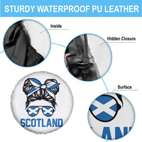 Scotland Messy Bun Hair Saltire Flag Ribbon Bow Spare Tire Cover Scottish Pride for Girls Women