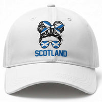 Scotland Messy Bun Hair Saltire Flag Ribbon Bow Baseball Cap Scottish Pride for Girls Women