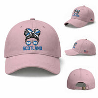 Scotland Messy Bun Hair Saltire Flag Ribbon Bow Baseball Cap Scottish Pride for Girls Women