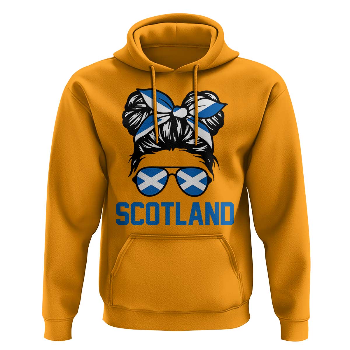 Scotland Messy Bun Hair Saltire Flag Ribbon Bow Hoodie Scottish Pride for Girls Women