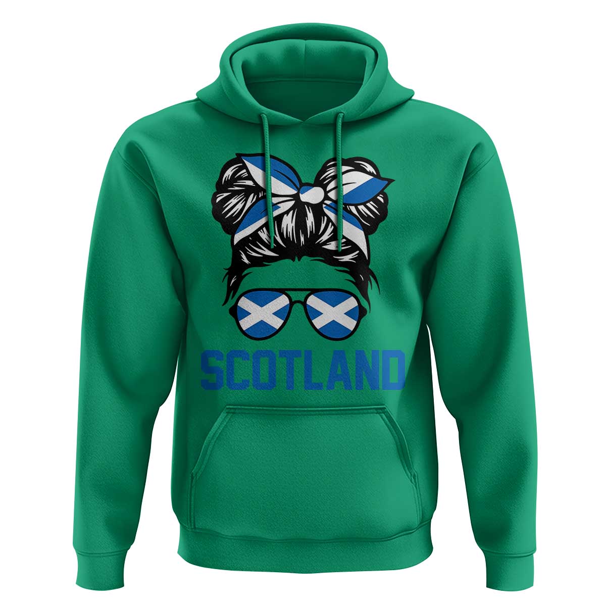Scotland Messy Bun Hair Saltire Flag Ribbon Bow Hoodie Scottish Pride for Girls Women