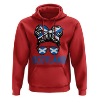 Scotland Messy Bun Hair Saltire Flag Ribbon Bow Hoodie Scottish Pride for Girls Women