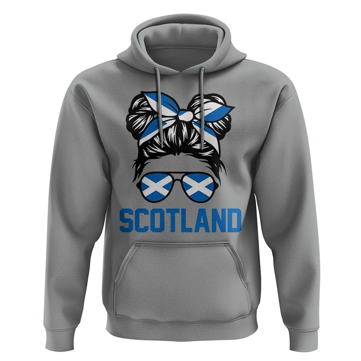 Scotland Messy Bun Hair Saltire Flag Ribbon Bow Hoodie Scottish Pride for Girls Women