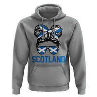 Scotland Messy Bun Hair Saltire Flag Ribbon Bow Hoodie Scottish Pride for Girls Women