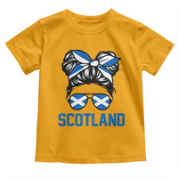 Scotland Messy Bun Hair Saltire Flag Ribbon Bow Toddler T Shirt Scottish Pride for Girls Women