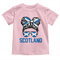 Scotland Messy Bun Hair Saltire Flag Ribbon Bow Toddler T Shirt Scottish Pride for Girls Women