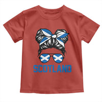 Scotland Messy Bun Hair Saltire Flag Ribbon Bow Toddler T Shirt Scottish Pride for Girls Women