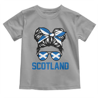 Scotland Messy Bun Hair Saltire Flag Ribbon Bow Toddler T Shirt Scottish Pride for Girls Women