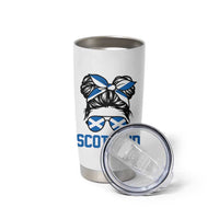 Scotland Messy Bun Hair Saltire Flag Ribbon Bow Tumbler Cup Scottish Pride for Girls Women