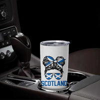 Scotland Messy Bun Hair Saltire Flag Ribbon Bow Tumbler Cup Scottish Pride for Girls Women