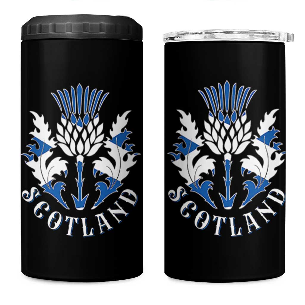 Scotland Thistle Floral Emblem 4 in 1 Can Cooler Tumbler Stylized Gothic Heraldry Scottish Heritage Pride