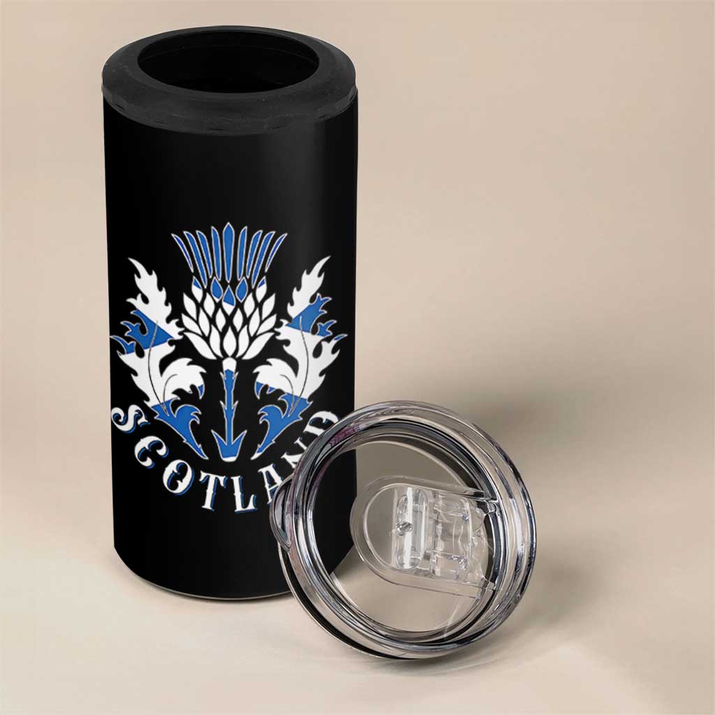 Scotland Thistle Floral Emblem 4 in 1 Can Cooler Tumbler Stylized Gothic Heraldry Scottish Heritage Pride