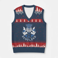 Scotland Thistle Floral Emblem V-Neck Knit Sweater Vest Stylized Gothic Heraldry Scottish Heritage Pride