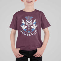 Scotland Thistle Floral Emblem T Shirt For Kid Stylized Gothic Heraldry Scottish Heritage Pride