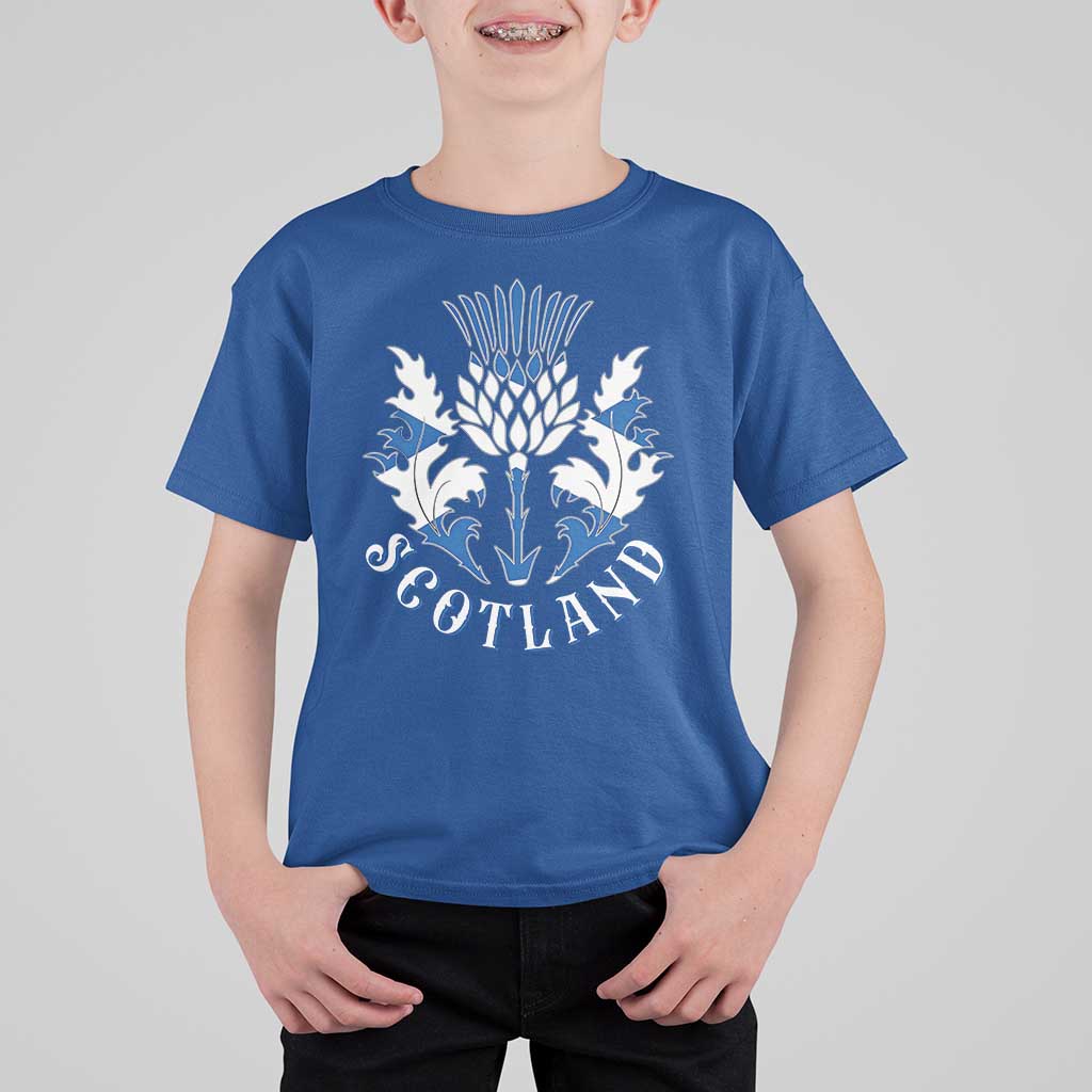 Scotland Thistle Floral Emblem T Shirt For Kid Stylized Gothic Heraldry Scottish Heritage Pride