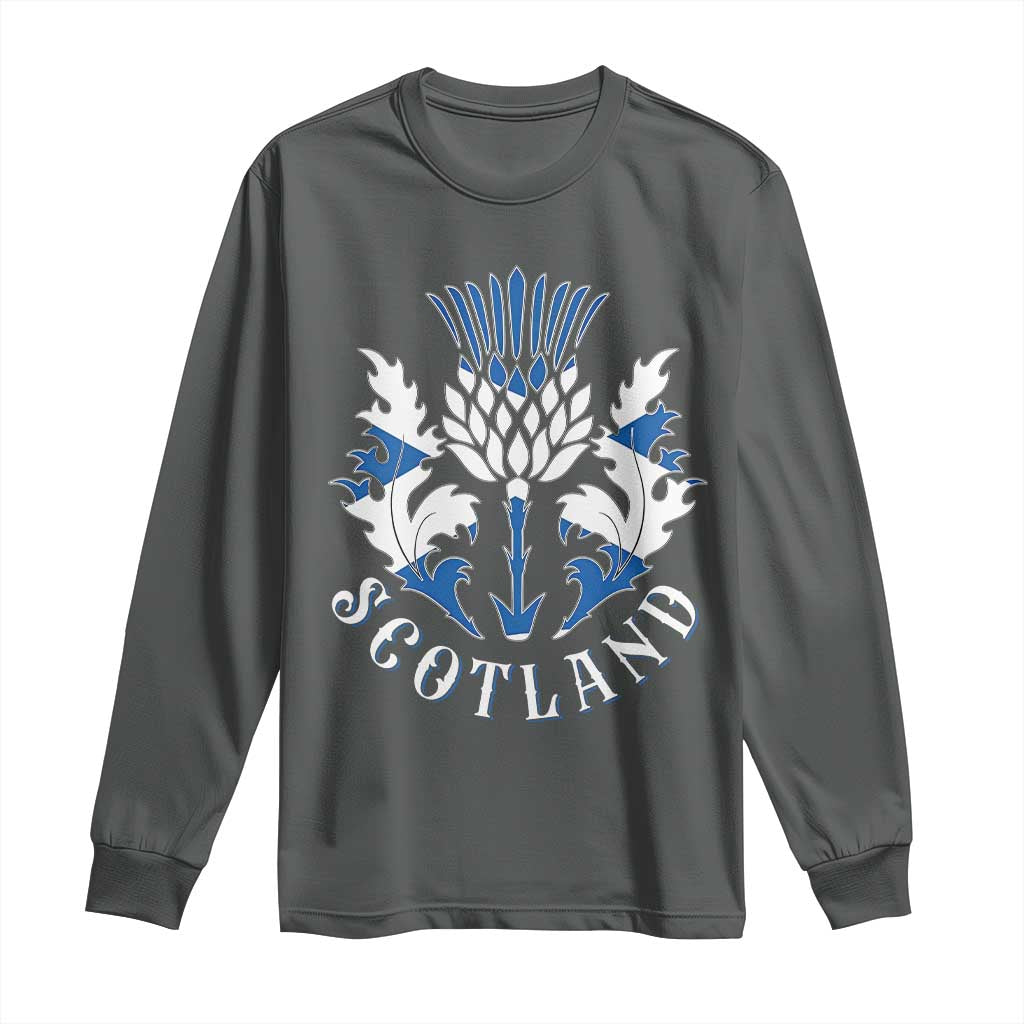 Scotland Thistle Floral Emblem Long Sleeve Shirt Stylized Gothic Heraldry Scottish Heritage Pride