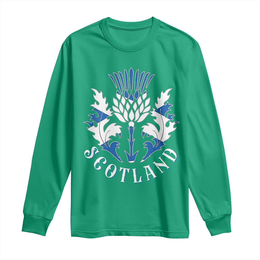 Scotland Thistle Floral Emblem Long Sleeve Shirt Stylized Gothic Heraldry Scottish Heritage Pride