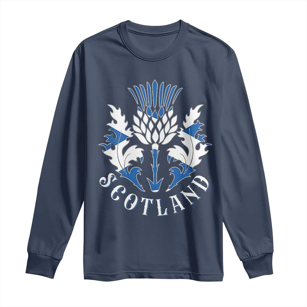 Scotland Thistle Floral Emblem Long Sleeve Shirt Stylized Gothic Heraldry Scottish Heritage Pride