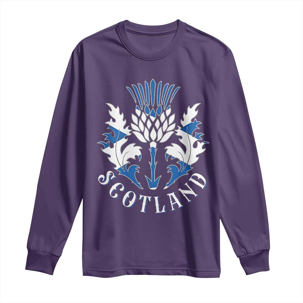 Scotland Thistle Floral Emblem Long Sleeve Shirt Stylized Gothic Heraldry Scottish Heritage Pride